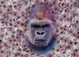 Carta da parati Monkey Kong dai toni viola di Instabilelab