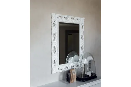 Specchio Felice con cornice in laccato bianco di Tonin Casa