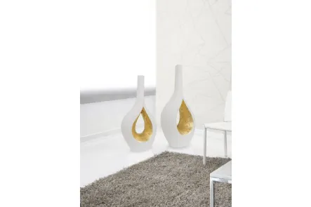 Vaso in ceramica verniciato bianco opaco con oro Goccia di Unico Italia