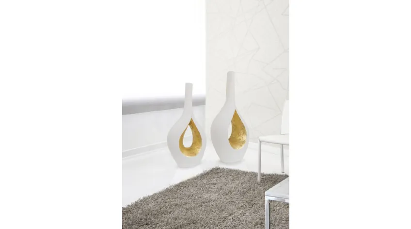 Vaso in ceramica verniciato bianco opaco con oro Goccia di Unico Italia