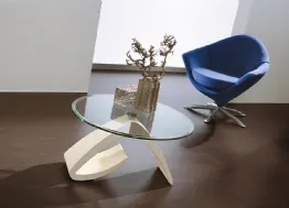 Tavolino con piano in vetro e base in marmo sintetico Cinzia de La Primavera
