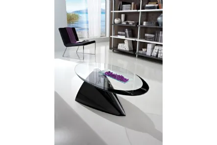 Tavolino di design in vetro con basamento in marmo sintetico Pamela de La Primavera