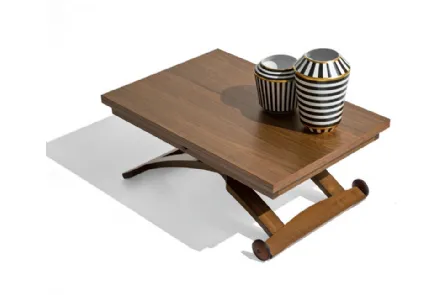 Tavolino trasformabile in legno di faggio tinto noce Mascotte di Connubia