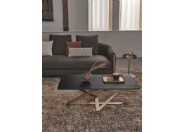 Tavolino Millennium Coffee Table con piano in legno e base in acciaio laccato di Bontempi