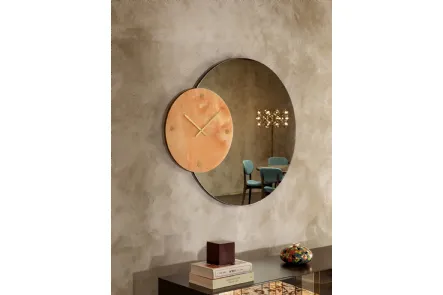 Orologio da parete in grès porcellanato con specchio Leave di Tonin Casa