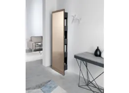 Specchiera scorrevole in vetro a specchio bronzato agganciata ad un modulo libreria Slide di Pezzani