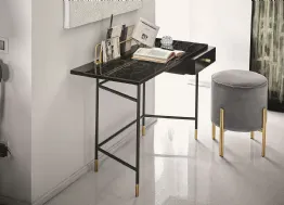 Scrittoio Vanity con top in marmo, cassetto in legno laccato e struttura in acciaio di Bontempi