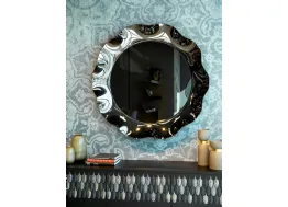 Specchio rotondo Dorian con cornice in vetro curvo argentato di Tonin Casa