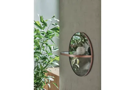 Specchio rotondo con mensola e struttura in acciaio laccato Pill di Bontempi