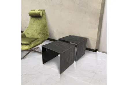 Tavolino in vetro ceramicato Noir Desir Square Two di Unico Italia