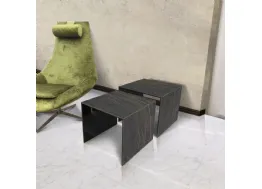 Tavolino in vetro ceramicato Noir Desir Square Two di Unico Italia