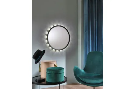 Specchio da parete con luce LED con cornice in alluminio color antracite Oled di Stones
