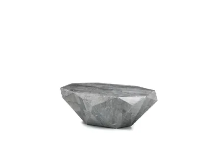 Tavolino Diamond Medium ricoperto di tasselli in pietra fossile di Stones