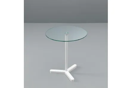 Tavolino rotondo con top in vetro temprato e base in metallo verniciato Tako di Stones