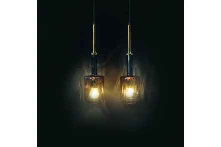 Lampada a sospensione Babylon in vetro di Murano color Oro di Adriani e Rossi