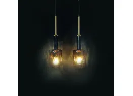 Lampada a sospensione Babylon in vetro di Murano color Oro di Adriani e Rossi