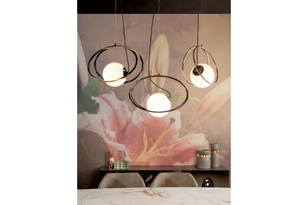 Lampada a sospensione con sfera in vetro e struttura in metallo Bijoux di Tonin Casa