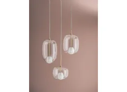 Lampada a sospensione Blow in vetro borosilicato e ottone di Bontempi