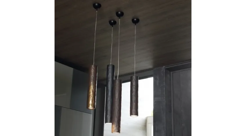 Lampada a sospensione in metallo bronzato Candle di Adriani e Rossi