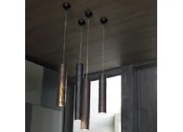 Lampada a sospensione in metallo bronzato Candle di Adriani e Rossi