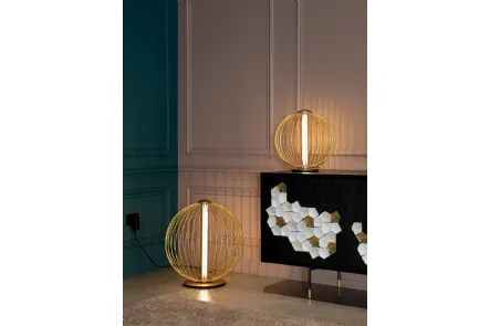 Lampada  da tavolo e da terra Mandala dalla forma rotonda realizzata in filo metallico di Tonin Casa