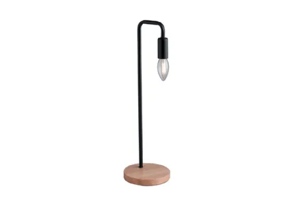 Lampada da tavolo Sushi Nero in metallo con base in legno dallo stile minimale di F_A_N_ Europe