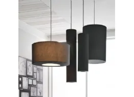 Lampada a sospensione di varie dimensioni in tessuto Tube di Adriani e Rossi