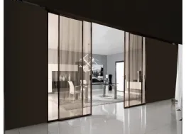 Porta per interni scorrevole in vetro bronzato e telaio in alluminio Absolute 004 di Unico Italia