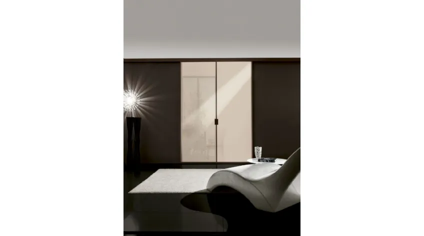 Porta per interni scorrevole in vetro acidato Bronzato e telaio in alluminio Absolute 006 di Unico Italia
