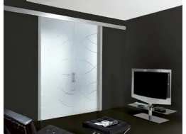 Porta per interni scorrevole in vetro acidato inciso Onde Fantomas 027 di Unico Italia