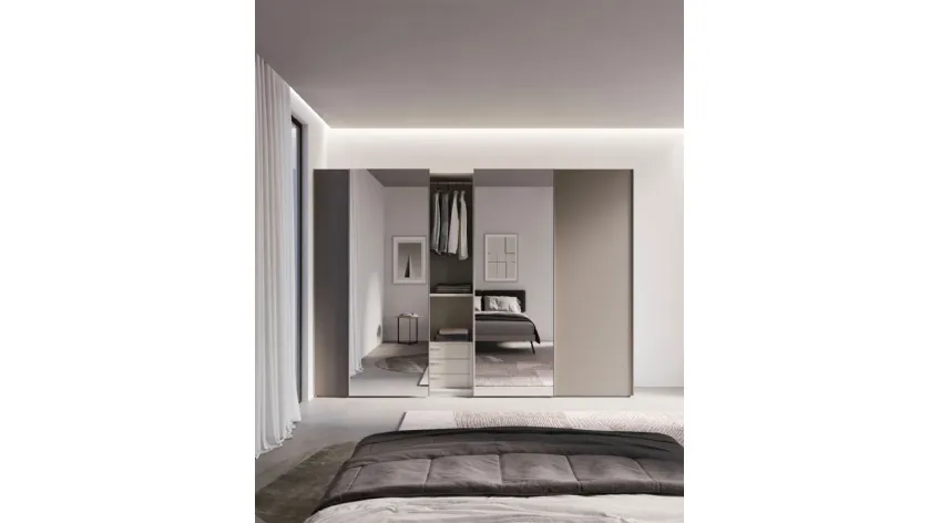 Armadio Armadio finitura Platino ante Specchio Modul Spalla di Nardi Interni