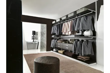 Cabina Armadio lineare in legno Wengé e struttura in alluminio Continua 002 di Unico Italia