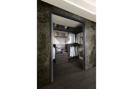 Cabina Armadio angolare in Palissandro con schienale effetto tessuto grigio Continua 021 di Unico Italia