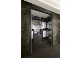Cabina Armadio angolare in Palissandro con schienale effetto tessuto grigio Continua 021 di Unico Italia