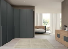Armadio angolare con ante battenti Vitalyty Concreta in melaminico Grigio Titanio di Colombini Casa