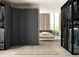 Armadio con ante battenti Vitalyty Concreta e Sunrise in melaminico e vetro di Colombini Casa