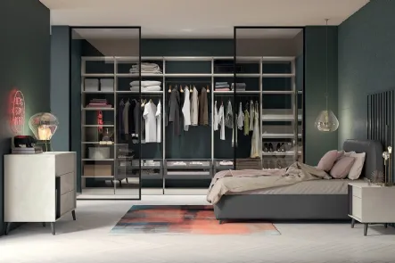 Cabina Armadio Golf M206 in melaminico con ante scorrevoli in vetro di Colombini Casa