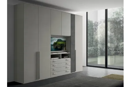 Armadio con ante battenti e vano porta TV Golf M210 in melaminico di Colombini Casa