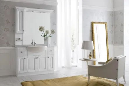 Mobile bagno classico in frassino laccato bianco e piano in marmo ACANTHIS AC24 di Compab