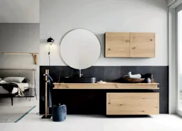 Mobile da Bagno sospeso di design in legno Teddy 03 di Alta Corte