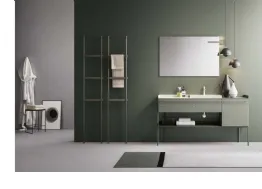 Mobile da Bagno in laccato Roccia opaco con serigrafia ad esagoni Industrial 03 Gray Forest di Ardeco