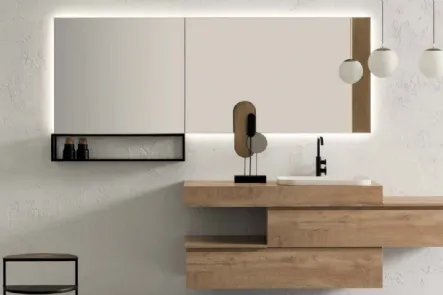 Mobile bagno sospeso in melaminico effetto legno B-GO BG007 di Compab