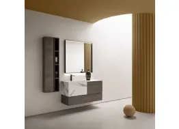 Mobile da Bagno sospeso in nobilitato effetto legno con vasca in HPL effetto marmo B-GO BG011 di Compab