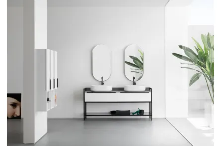 Mobile da Bagno in laccato opaco con piano in gres B201 BD003 di Compab