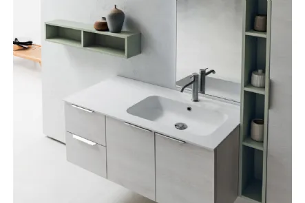 Mobile da Bagno sospeso in melaminico e laccato B201 BD008 di Compab
