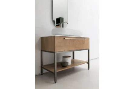 Mobile Bagno da appoggio in melaminico effetto legno B201 BD010 di Compab