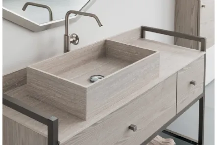 Mobile Bagno da appoggio in nobilitato effetto legno con piano e lavabo in HPL B201 BD022 di Compab