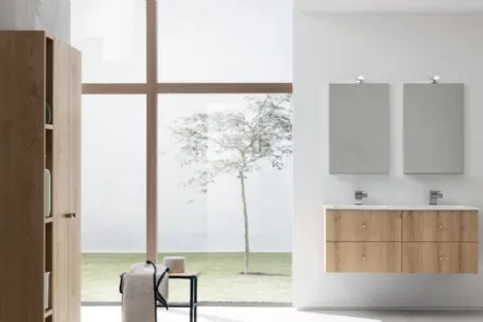 Mobile da Bagno sospeso con doppia vasca in ceramica B201 BD024 di Compab