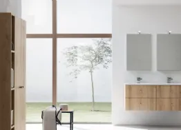 Mobile da Bagno sospeso con doppia vasca in ceramica B201 BD024 di Compab