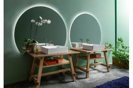 Mobile da Bagno a terra Composizione B02 in legno massello di Rovere di Devina Nais